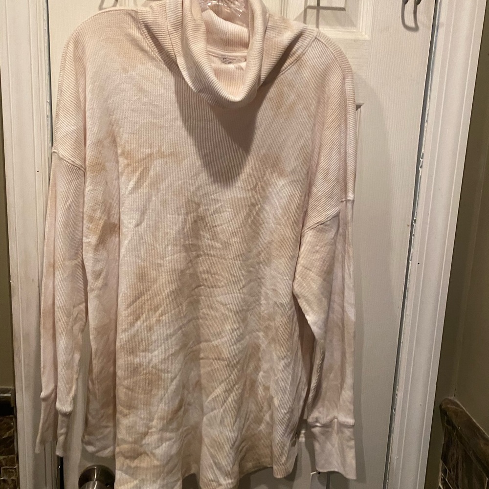 NWT Calvin Klein Tie Dye Thermal Pullover Cowl Neck - Size 1X